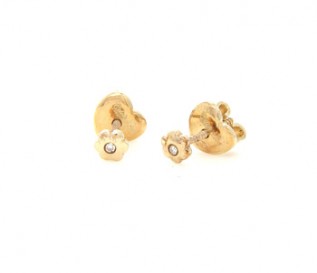 9k Yellow Gold Diamond Flower Studs