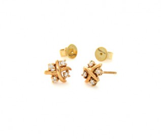 18k Yellow Gold 0.18ct Diamond Kiss Studs