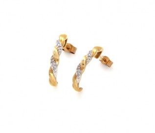 9k Yellow Gold Diamond Half Hoop Earrings
