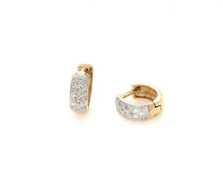 9k Yellow Gold Diamond Hoop Earrings