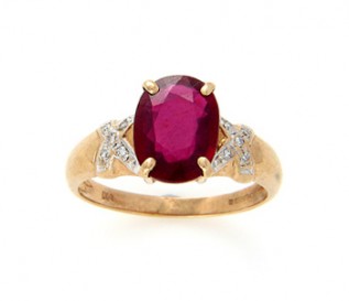 9ct Yellow Gold Ruby Ring with Diamonds