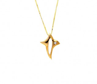 18k Yellow Gold Fish Pendant with Diamonds