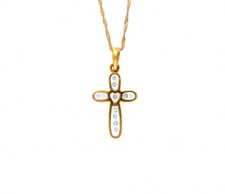 18k Yellow Gold 0.06ct Diamond Cross Pendant