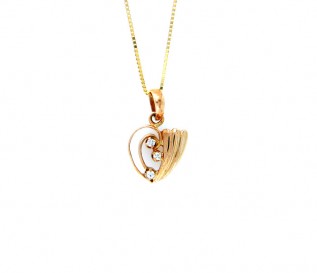 18k Yellow Gold Heart Pendant with 0.06ct Diamonds