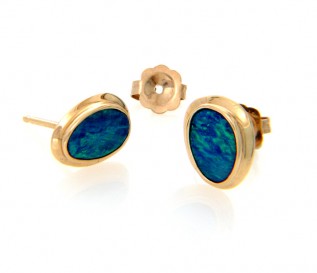 14k Gold Opal Earrings