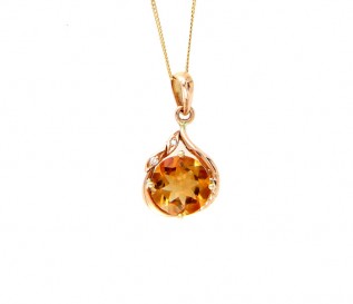 18k Yellow Gold Citrine Diamond Pendant