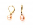 9ct Gold Pink Pearl Leverback Earrings
