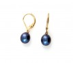 9ct Gold Black Pearl Leverback Earrings